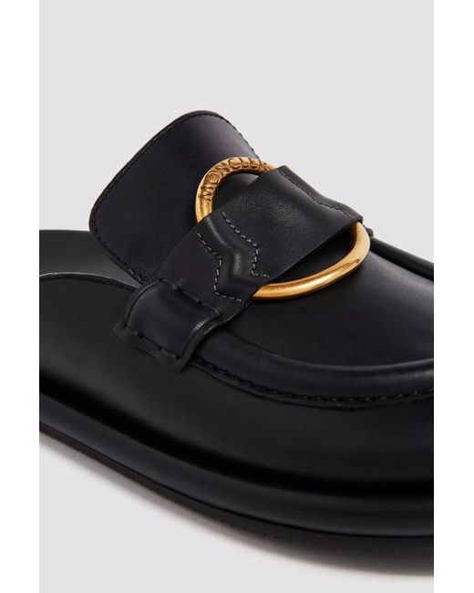 Moncler Black Rind Detailed Slip-On Mules