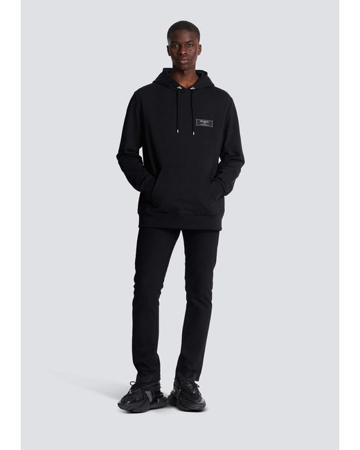Balmain Blue Iconic Cotton Hoodie for men