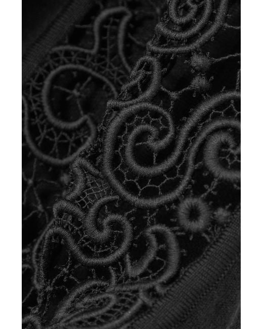 Gabriela Hearst Black Glass Embossed Lace Trim Bodysuit