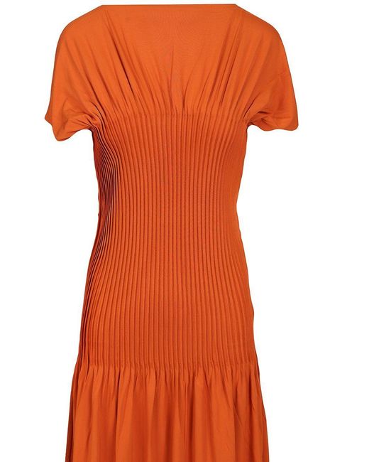 Totême  Orange Knife-Pleated Maxi Dress