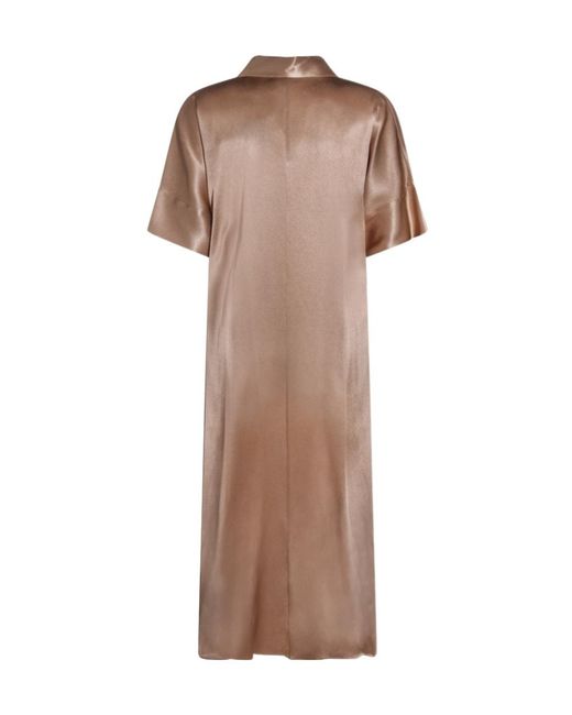 Antonelli Brown Satin Shirt Dress