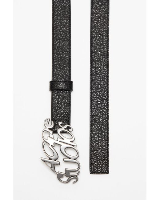 Acne White Logo-Plaque Leather Belt