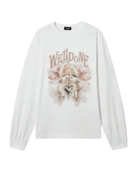 we11done White Long-Sleeve Graphic T-Shirt