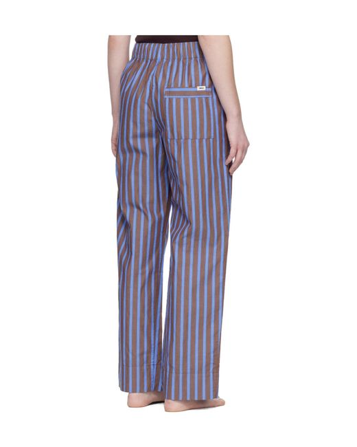Tekla Blue Drawstring Striped Pajama Pants for men