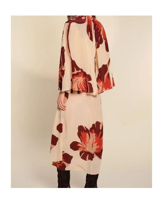 Johanna Ortiz Red Odyssey Floral-Print Midi Dress