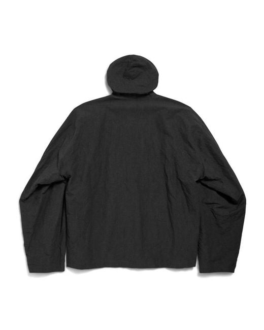 Balenciaga Black Logo Embroidered Zip-Up Hooded Jacket for men