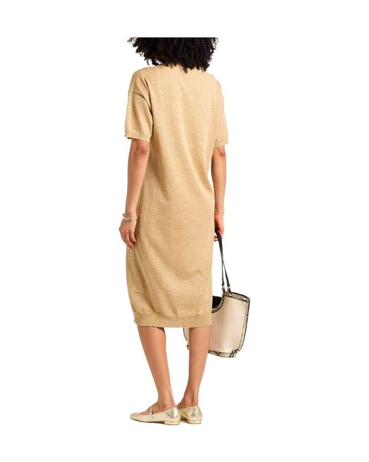 Brunello Cucinelli Natural Versatile Metallic-Colored Dress