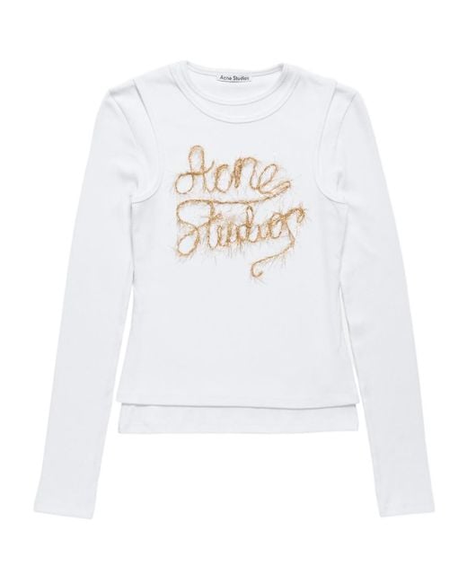Acne White Layered Logo T-Shirt