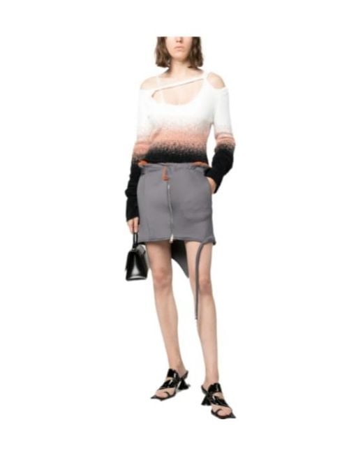 OTTOLINGER Gray Asymmetric-Hem Zip-Up Miniskirt
