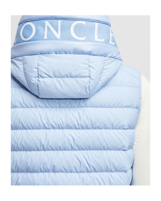 Moncler Blue Bourget Hooded Down Vest for men