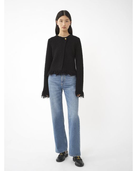 Chloé Black Chloé Tweed Frayed Edge Jacket