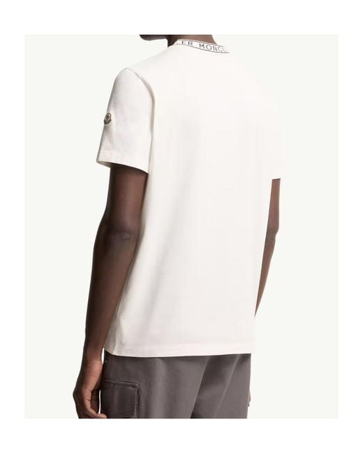 Moncler White Logo-Trimmed Crewneck T-Shirt for men