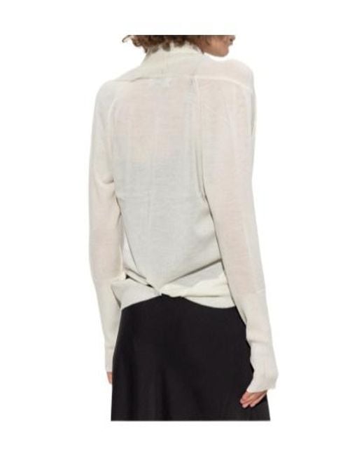 AllSaints White Draped Knit Top