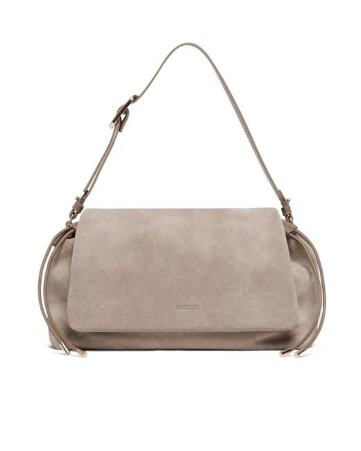 Marella Gray Suede Drawstring Bag