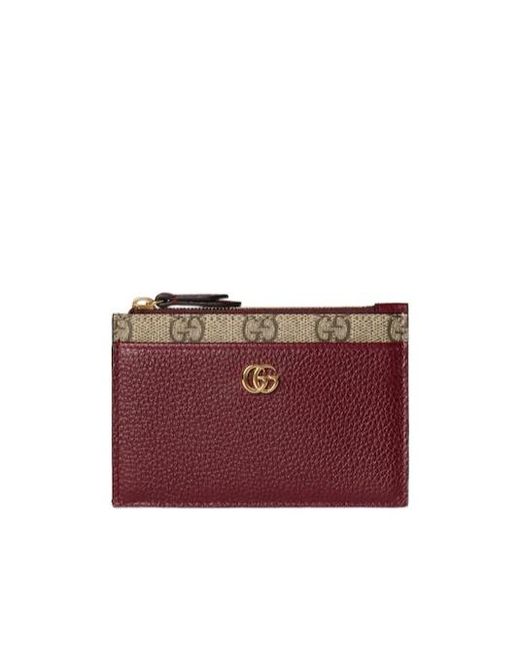 Gucci Red Bi-Color Gg Marmont Zip Key Pouch