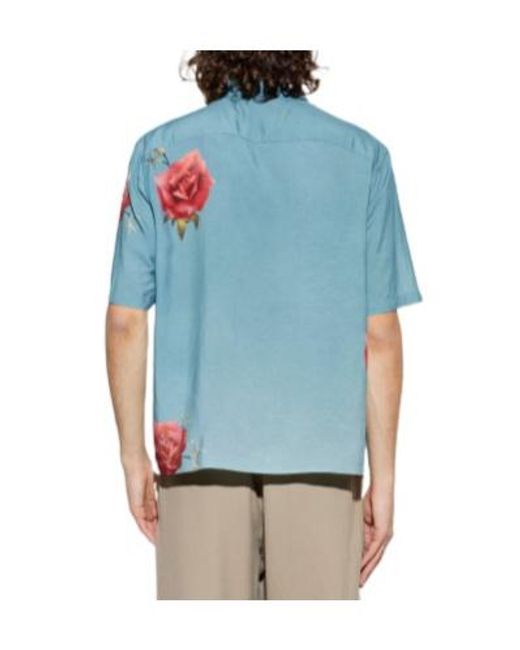 AllSaints Blue Printed Short-Sleeve Shirt for men