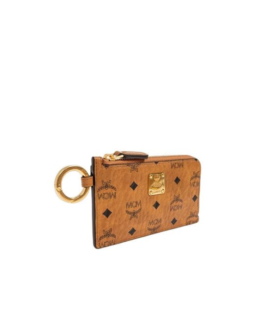 MCM Brown Zipper Card Holder
