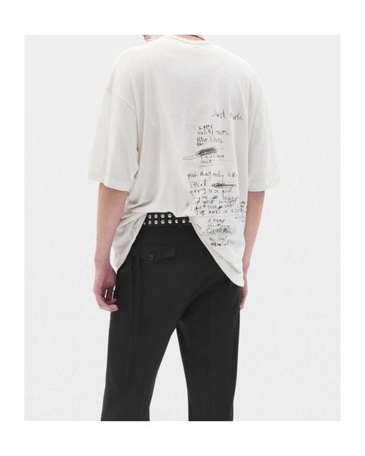 Ann Demeulemeester White Text-Print Cotton T-Shirt for men