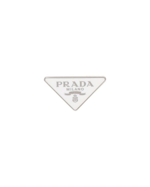 Prada White Symbole Clip Right Earring
