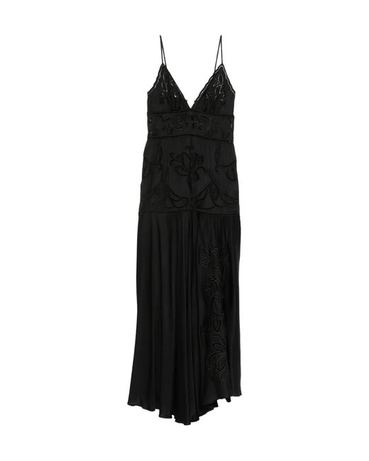 ERMANNO FIRENZE Black Floral-Details Maxi Dress
