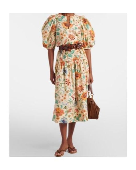 Ulla Johnson Metallic Theodora Floral Cotton Midi Skirt