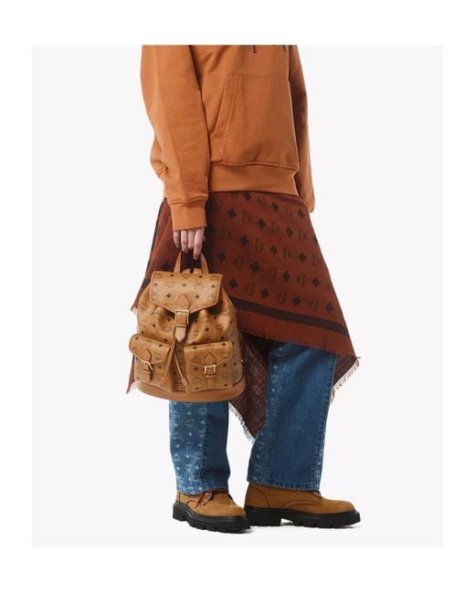MCM Brown Aren Drawstring Small Backpack