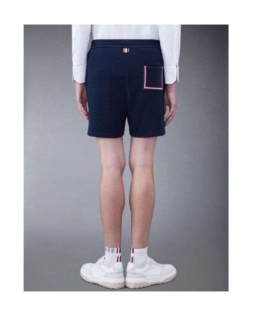 Thom Browne Black Rwb Stripe-Trimmed Drawstring Track Shorts for men
