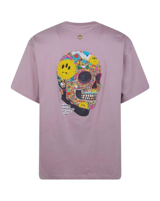 Barrow Purple Graphic Beaded T-Shirt for men