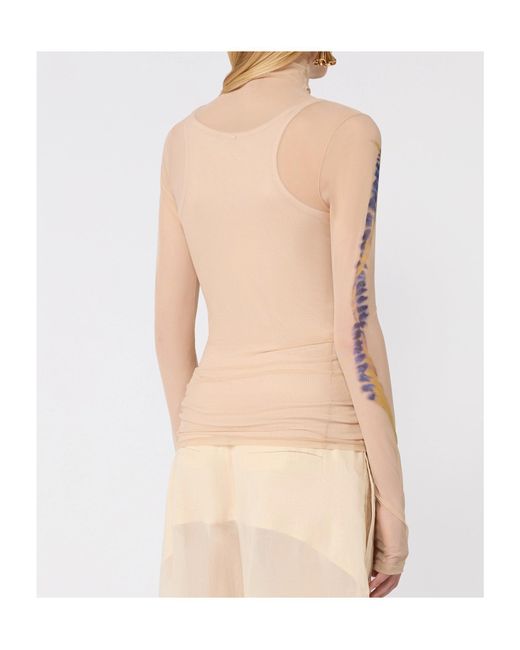 Sportmax Natural Floral Patterned Crewneck Top
