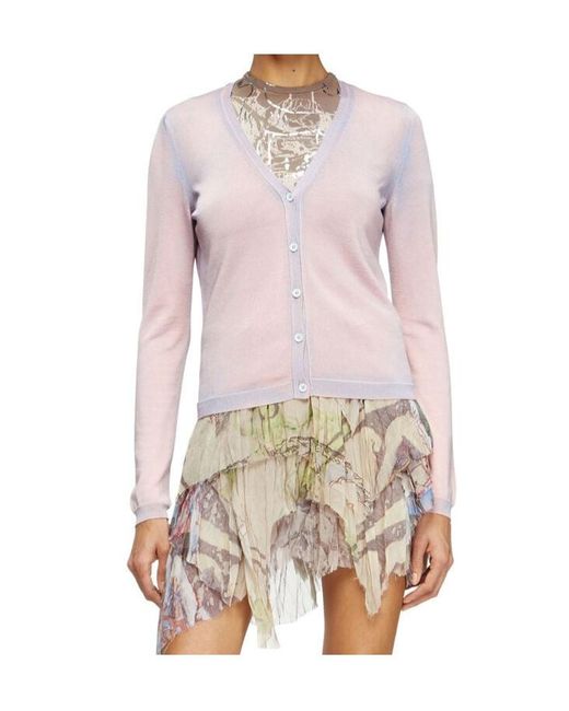 DIESEL Pink V-Neck Button-Up Cardigan
