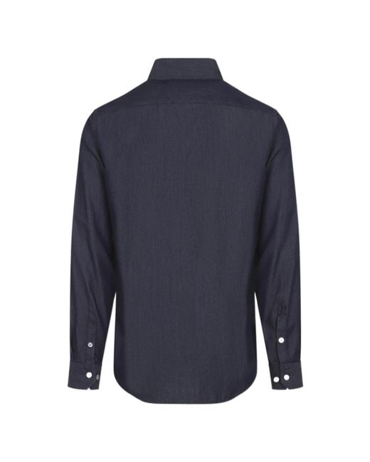 Giorgio Armani Blue Slim Fit Cotton Shirt for men