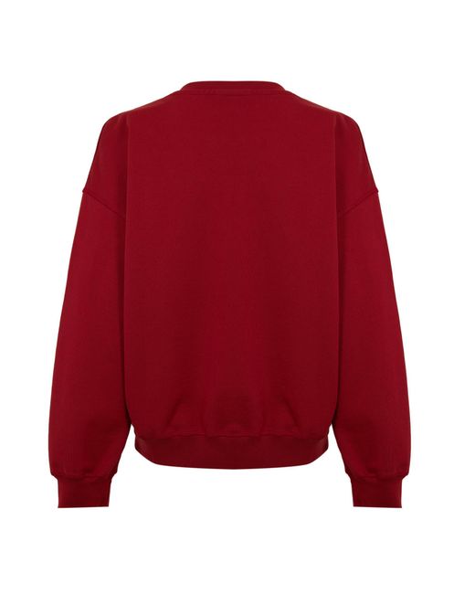 Ganni Red Graphic Crew-Neck Sweatshirt
