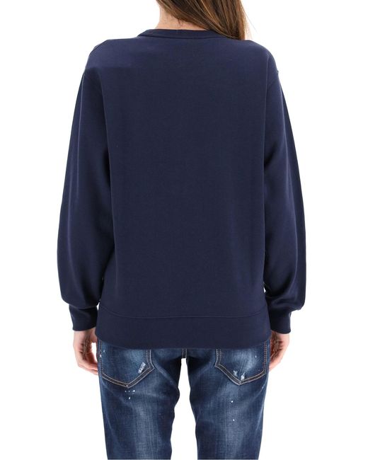 KENZO Blue Embroidered Logo Crew Neck Sweatshirt