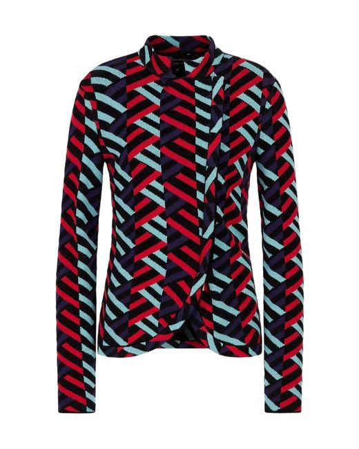 Emporio Armani Red Monogram Band-Collar Jumper