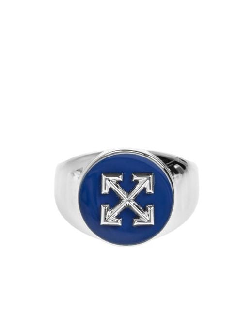 Off-White c/o Virgil Abloh Blue Arrows Enamel-Detail Signet Ring for men
