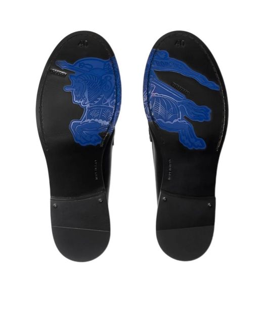 Burberry Black Logo Plaque Slip-On Loafers