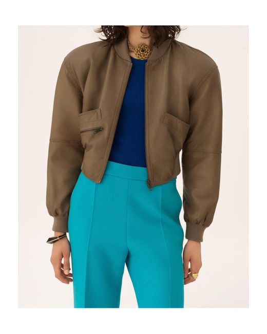 Chloé Brown Chloé Cropped Bomber Jacket