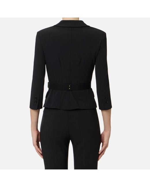 Elisabetta Franchi Black Belted Double-Breasted Blazer