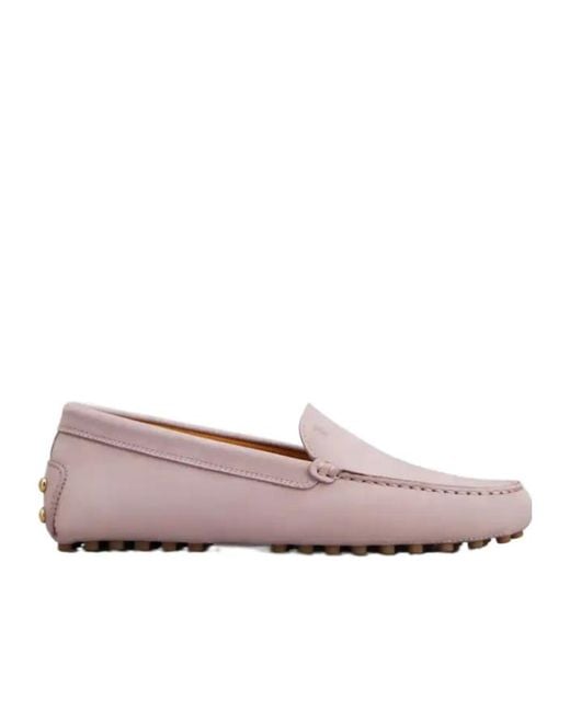 Tod's Pink Logo Detailed Slip-On Flat Shoes