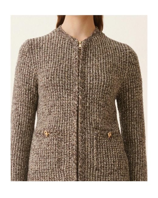 Fabiana Filippi Brown Sequined Tweed Zip Jacket