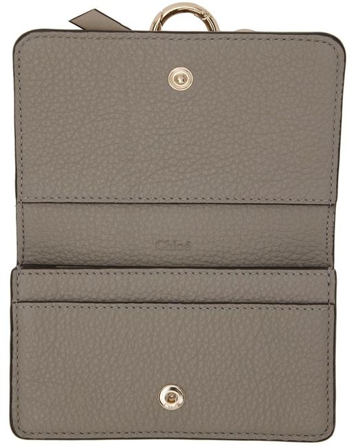 Chloé Gray Chloé Logo-Charm Foldover Top Wallet
