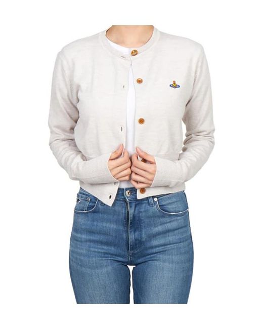 Vivienne Westwood White Bea Logo-Embroidery Cardigan