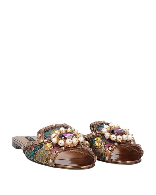 Dolce & Gabbana Brown Metallic Slide Sandals