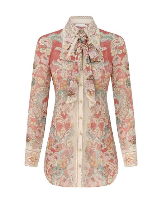Zimmermann Pink Rebellion Pussybow Shirt