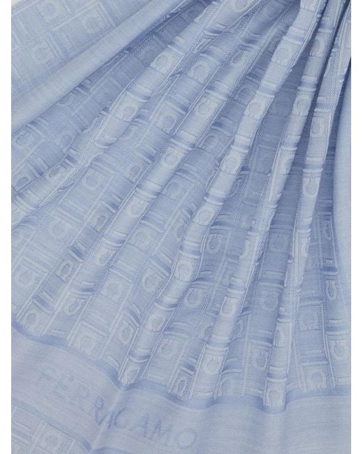 Ferragamo Blue Ferragamo Gancini Monogram Jacquard Scarf for men
