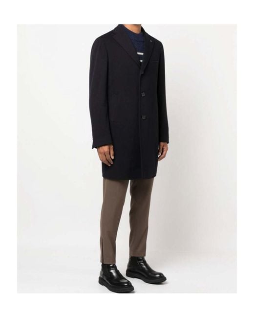 Tagliatore Blue Single-Breasted Coat for men
