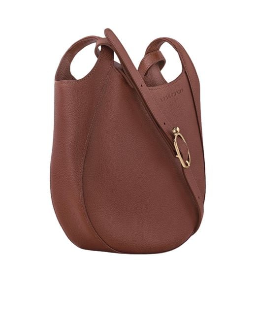 Longchamp Red Small Le Foulonné Grained-Leather Crossbody Bag