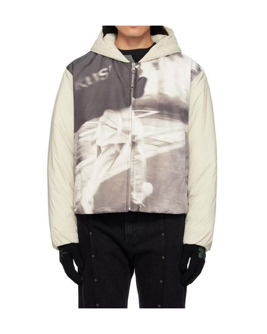 Kusikohc Gray Printed Quilted Jacket for men