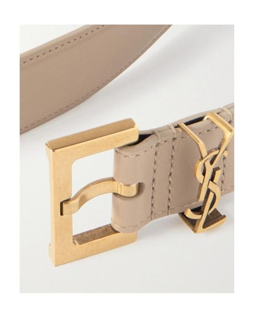 Saint Laurent Natural Cassandre Logo Plaque Belt