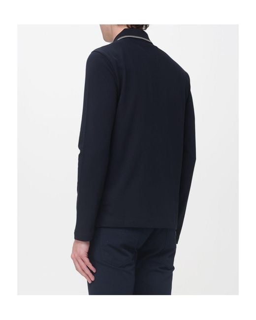 Emporio Armani Blue Logo Long-Sleeve Polo Shirt for men